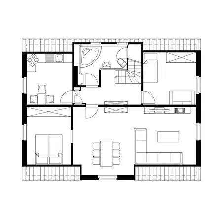 Town-villa, Apartment, Living With Big Sofa Bed , 2 Bedroom, 1kitchen, 1bathroom, 1 Office, 1 Garden Apartment